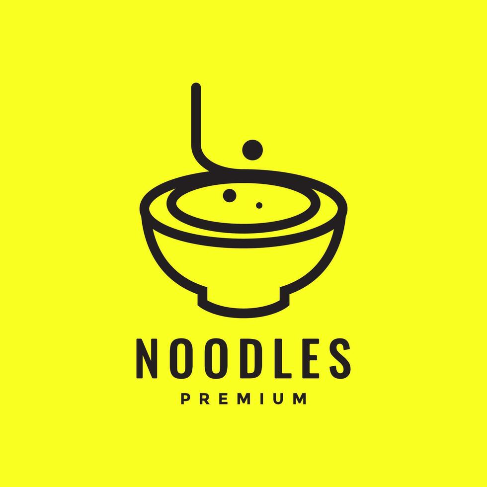 Nudel Schüssel Küche Kochen Geschmack einfach minimalistisch Stil Linien modern Logo Design Vektor Symbol Illustration