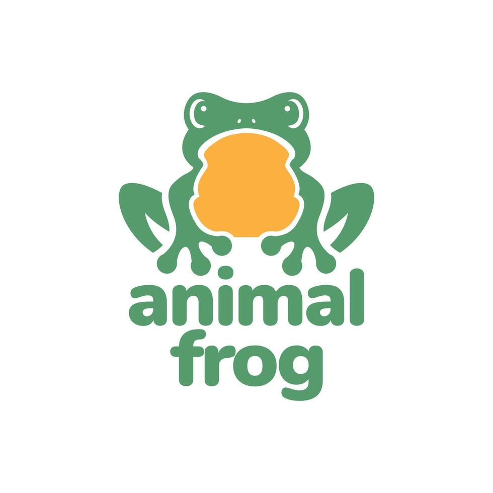 Grün Frosch Amphibie Maskottchen sauber eben Karikatur Charakter süß bunt modern Logo Design Vektor Symbol Illustration