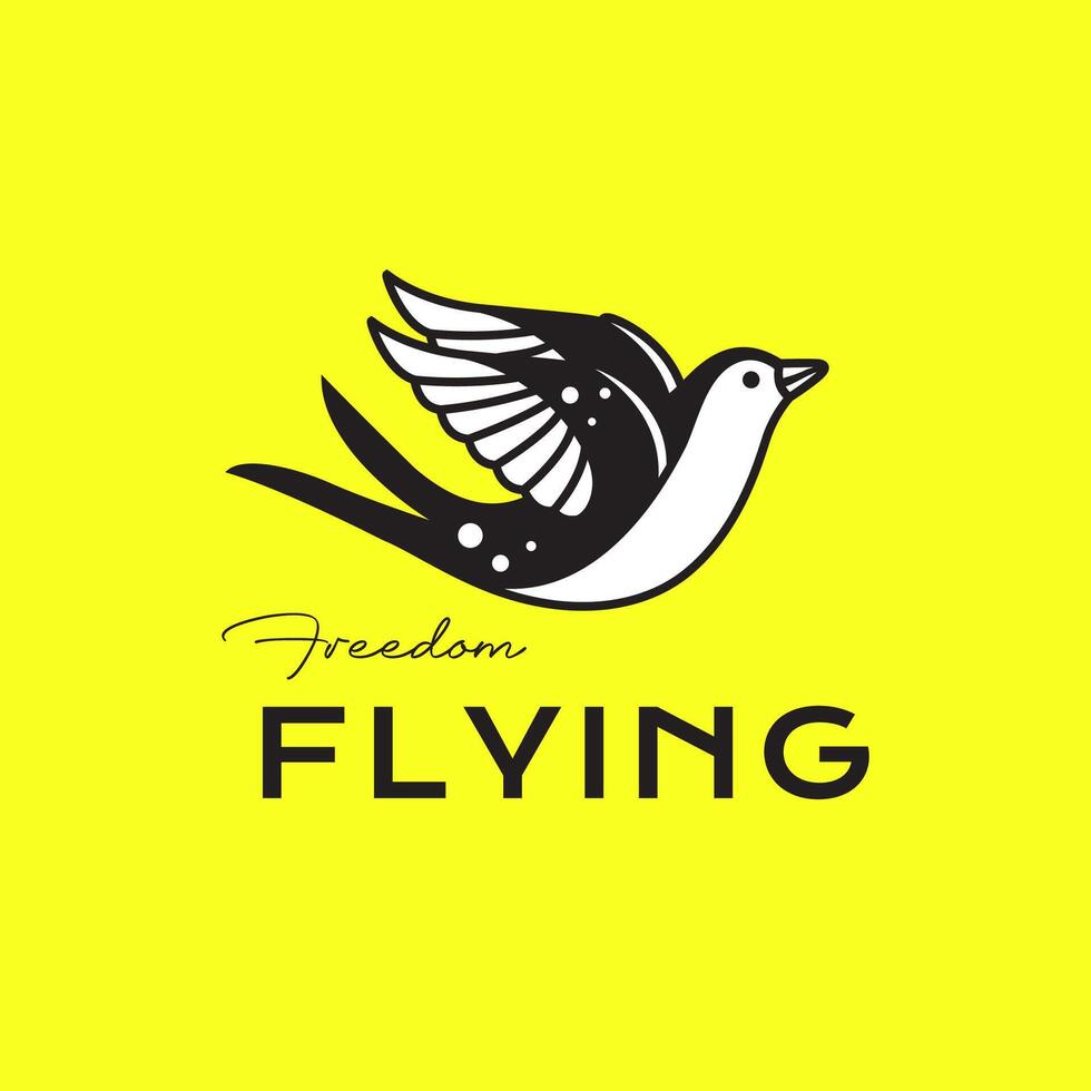 svälja fågel flygande frihet skön modern maskot karaktär logotyp design vektor ikon illustration