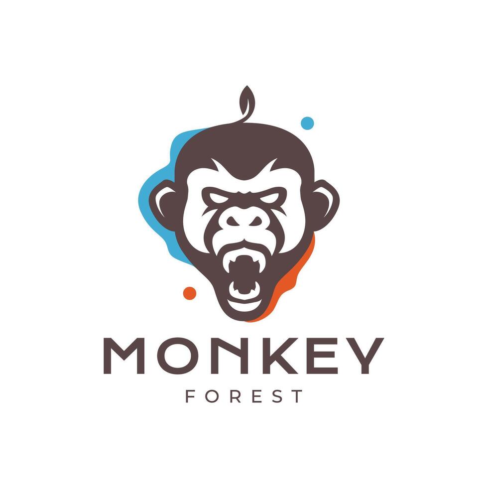 apa ryta primat porträtt maskot karaktär färgrik logotyp design vektor ikon illustration