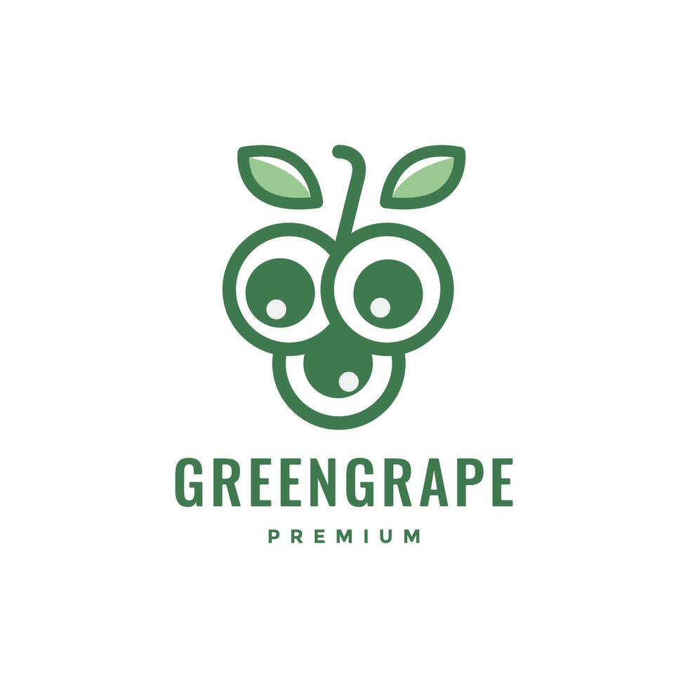 färsk frukt grön druva cirkel modern minimal stil linje färgrik logotyp design vektor ikon illustration