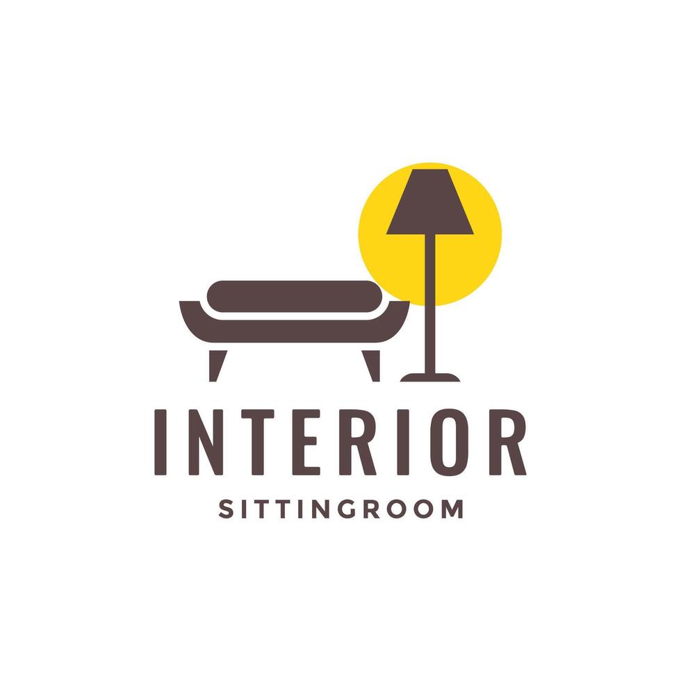 Möbel Sofa mit Stand Lampe Sitzung Zimmer modern Innere minimalistisch Logo Design Vektor Symbol Illustration