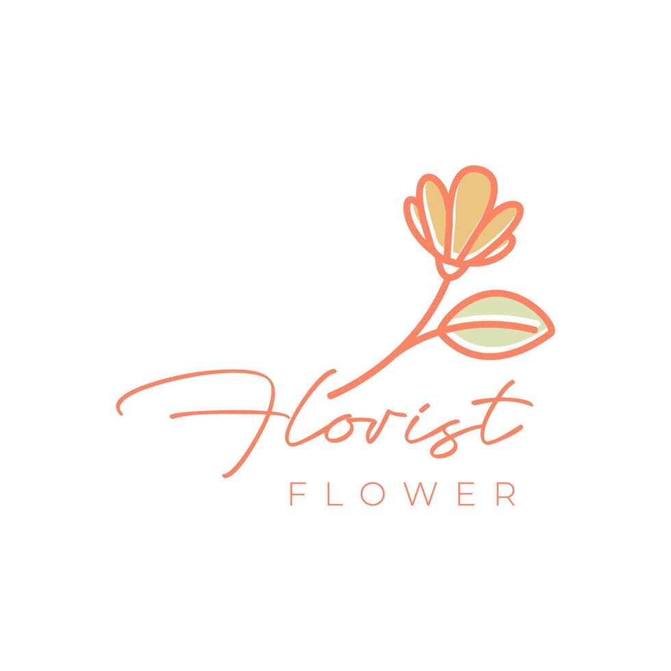 daisy blomma feminin blomsterhandlare botanisk linje stil färgrik modern logotyp design vektor ikon illustration