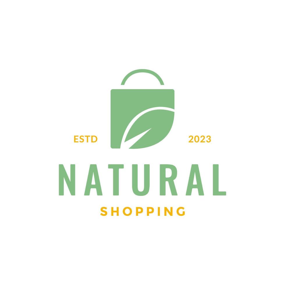 Natur Tasche Einkaufen Blätter Grün modern einfach minimal Logo Design Vektor Symbol Illustration