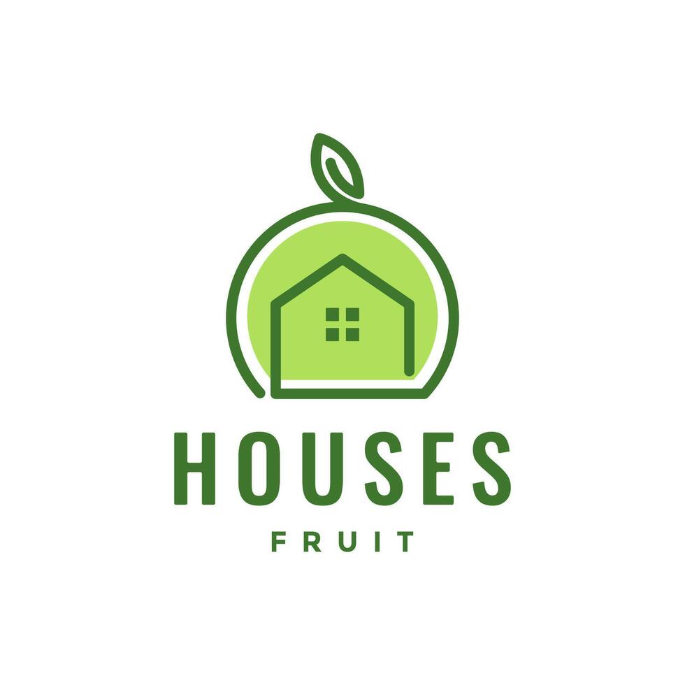 Haus Obst Geschäft bunt Blätter Linie Stil einfach minimalistisch Logo Design Vektor Illustration