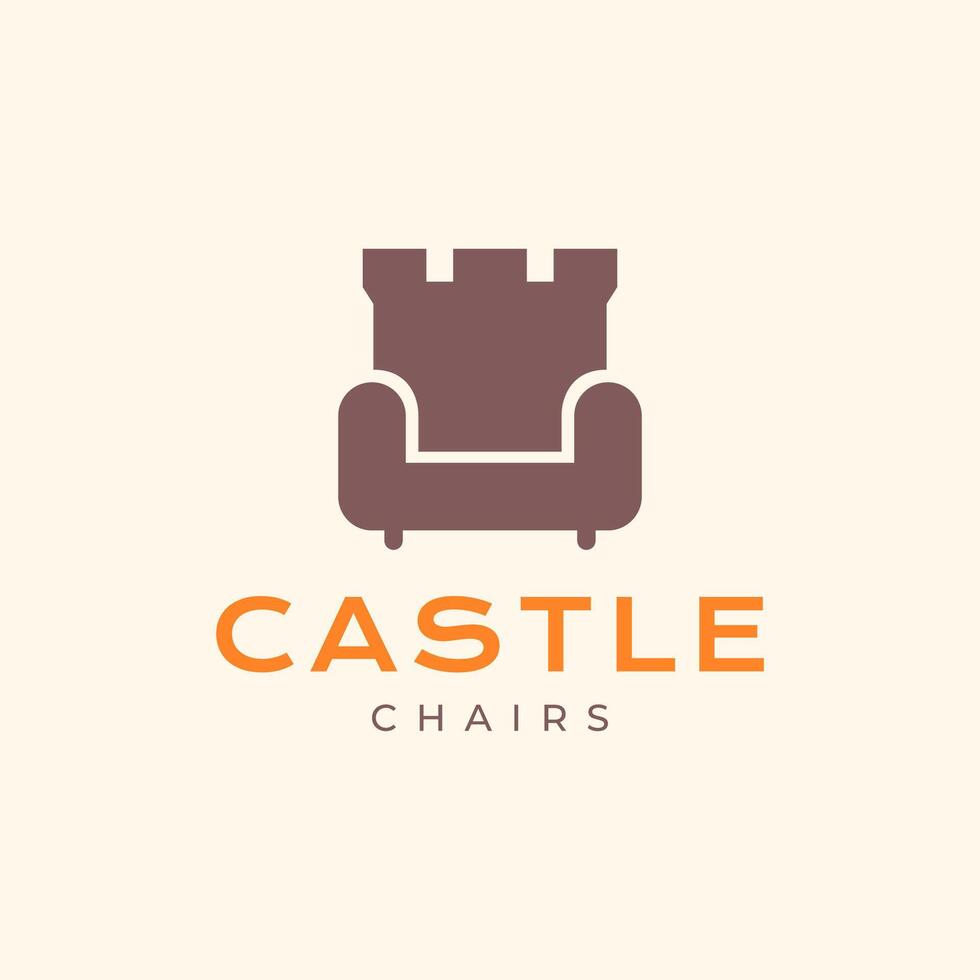 Sessel Sofa Schloss Möbel Innere Innovation einfach minimalistisch Logo Design Vektor Symbol Illustration