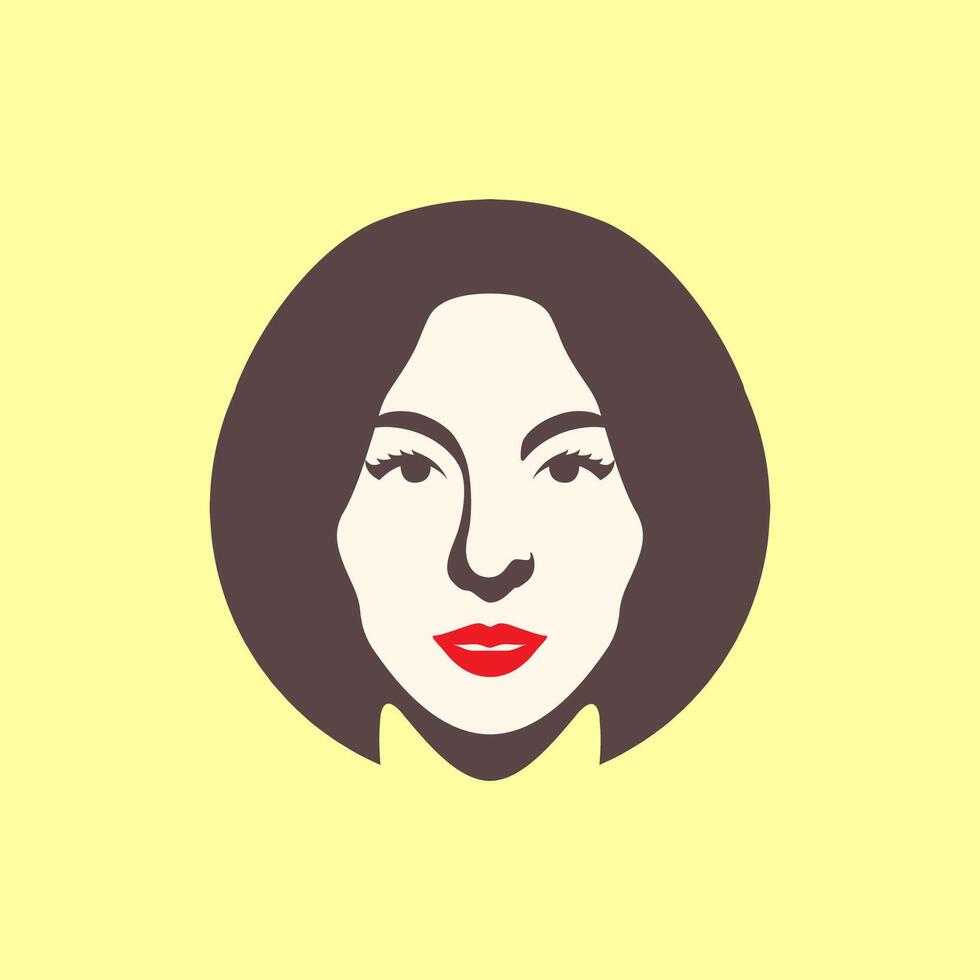 schön Gesicht Frauen kurz Haar rot Lippen Hautpflege Salon Behandlung Maskottchen Charakter Logo Design Vektor Symbol Illustration
