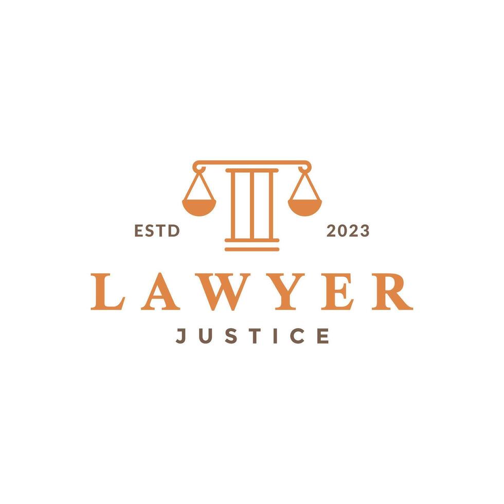 pelare skala balans advokat lag fast linje stil enkel klassisk lyx logotyp design vektor ikon illustration