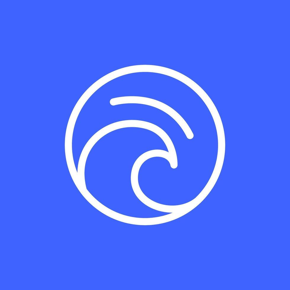 Ozean Welle Wasser einfach gestalten Stil Linie Kreis gerundet Logo Design Vektor Symbol Illustration