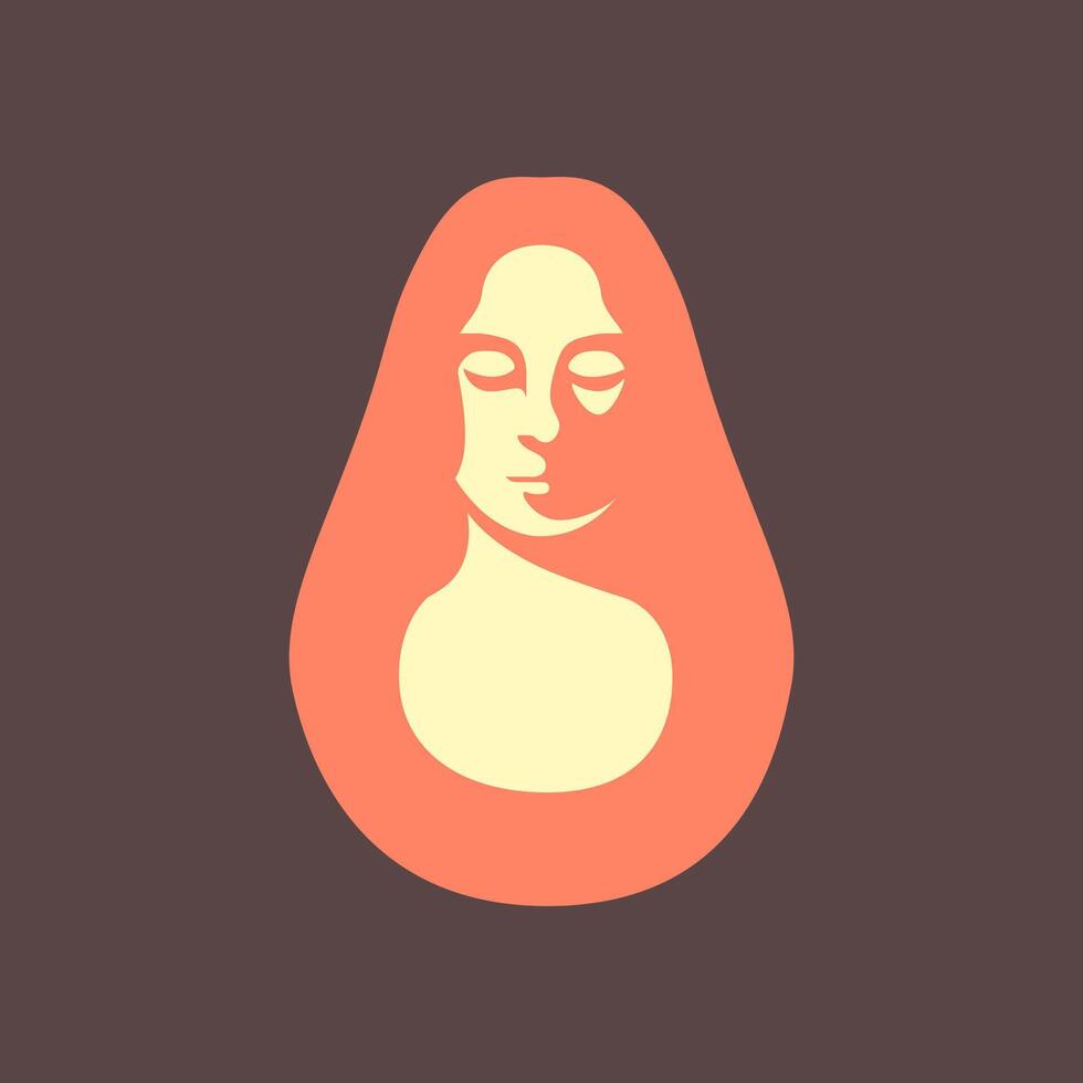 skönhet ansikte kvinna avkopplande med lång hår stil platt hipster enkel minimal maskot karaktär logotyp design vektor ikon illustration