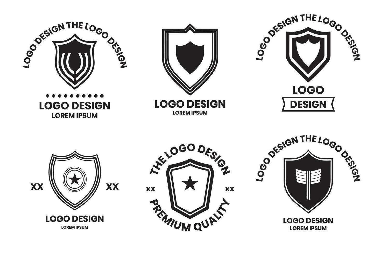 årgång stil skydda logotyp i modern minimal stil vektor