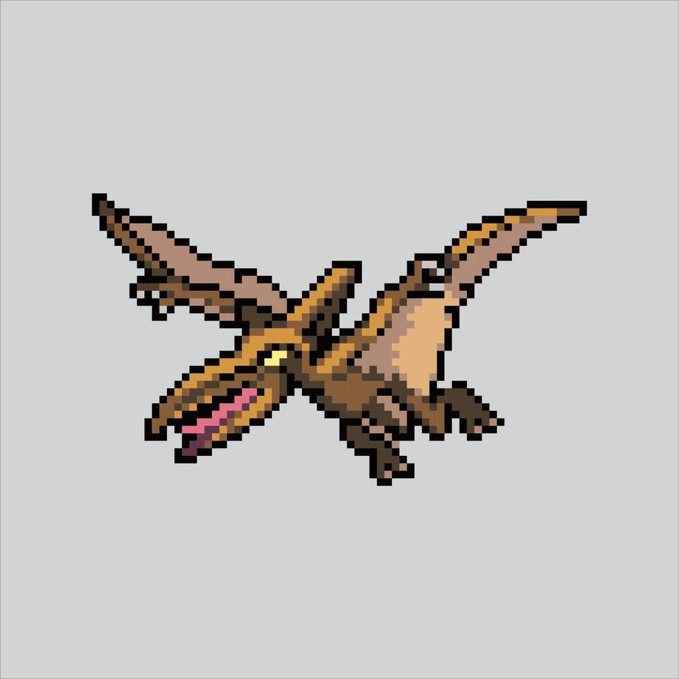 Pixel Kunst Illustration Pterodaktylus. pixelig Dinosaurier. Pterodaktylus fliegend Dinosaurier pixelig zum das Pixel Kunst Spiel und Symbol zum Webseite und Video Spiel. alt Schule retro. vektor