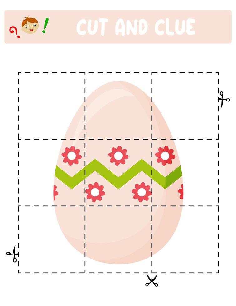 Schnitt und Kleber. Ostern Eier. lehrreich Spiel zum Kinder vektor