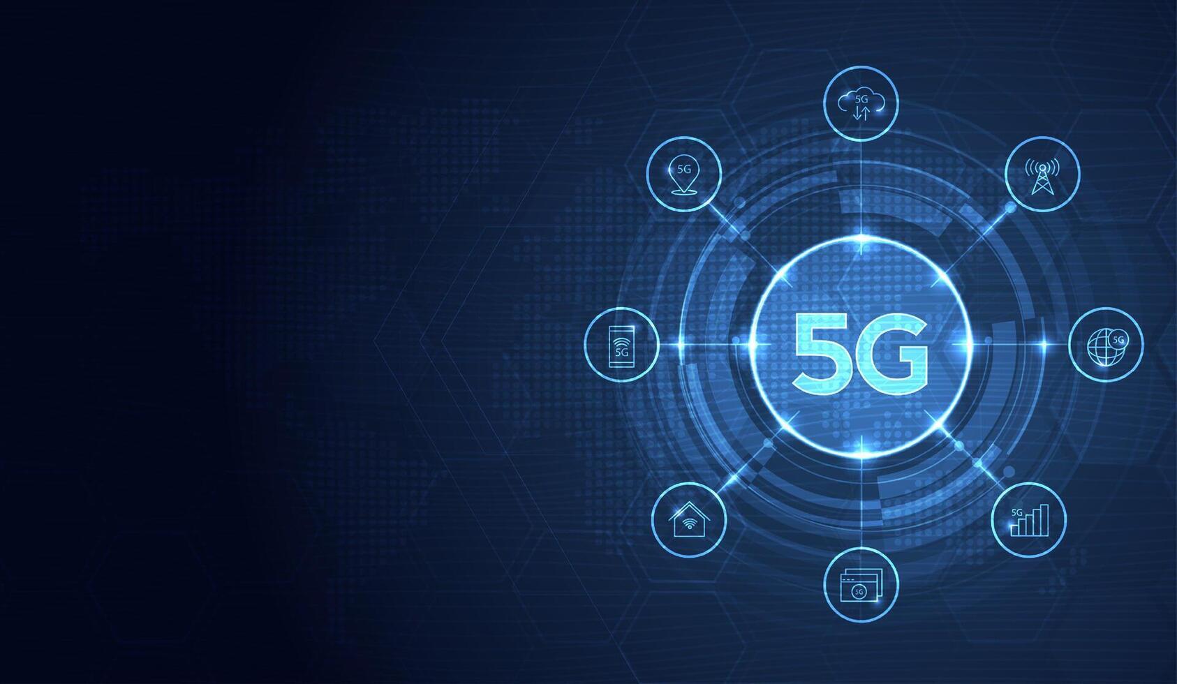 5g Technologie kabellos Daten Übertragung, schnelle Geschwindigkeit Internet im abstrakt. Information fließen modern Netzwerk Verbindung Konzept Hintergrund. global Verbindung und Internet Netzwerk Konzept. Vektor Design.