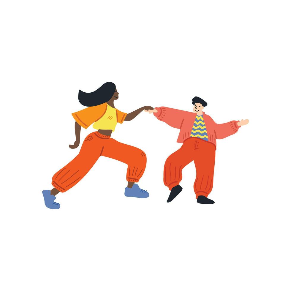 zwei Menschen Tanzen zusammen eben Illustration Stil vektor