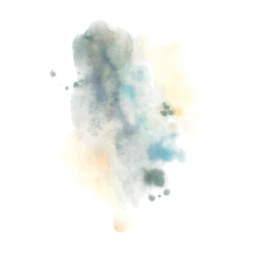 Farbe wäscht, ein Stelle im Pfirsich Flaum, grau, Türkis, luftig, durchscheinend, mit weich, verschwommen Kanten. Hand gezeichnet Aquarell Illustration. Element isoliert von Hintergrund. vektor