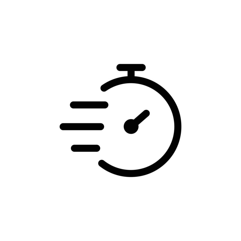 schwarz schnell Zeit einfach Gliederung Symbol isoliert auf Weiß Hintergrund. vektor