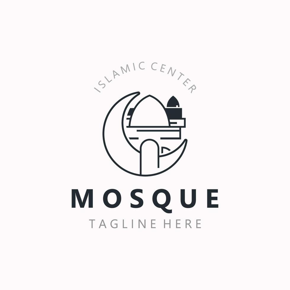 moské logotyp design, enkel islamic arkitektur, emblem symbol islamic Centrum vektor mall