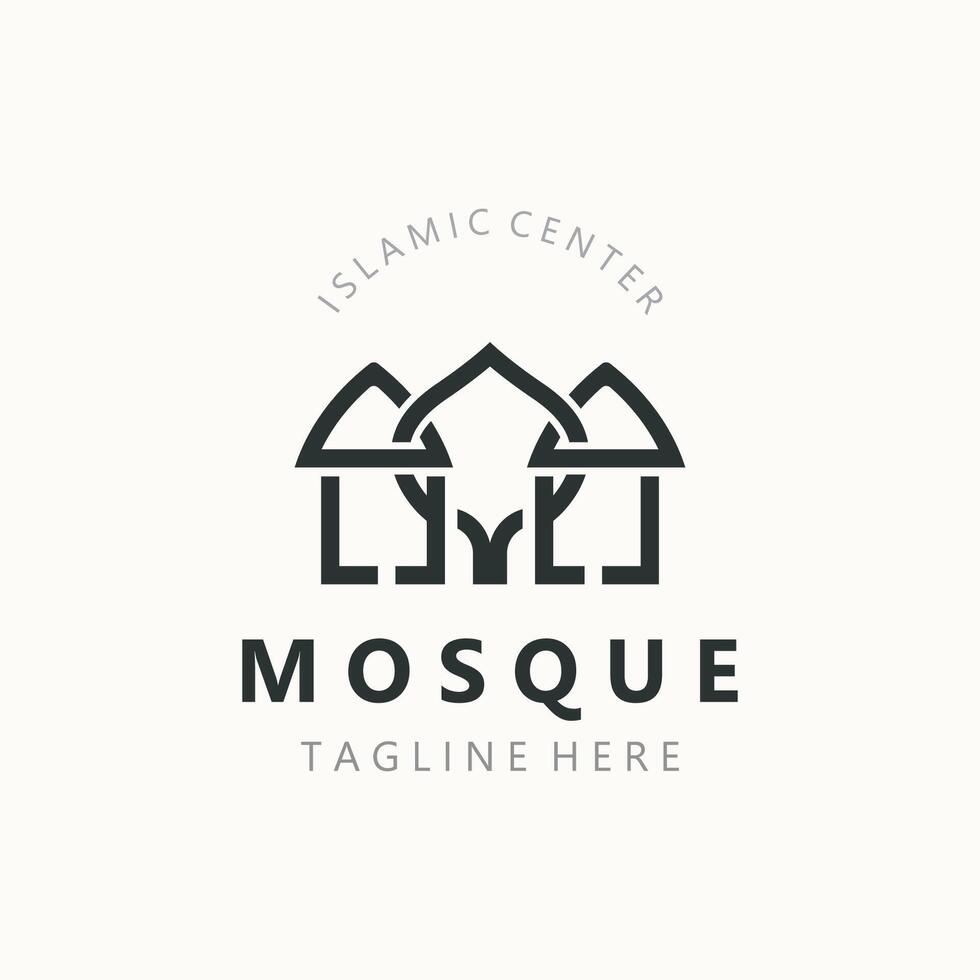 moské logotyp design, enkel islamic arkitektur, emblem symbol islamic Centrum vektor mall