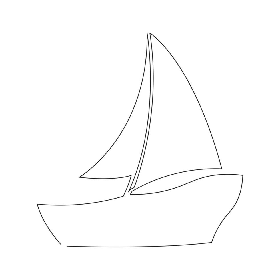 kontinuierlich Single Linie Zeichnung auf Segelboot Vaktor Kunst. vektor
