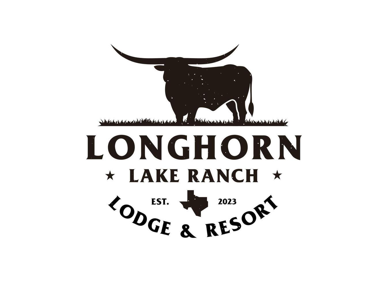 Jahrgang Western Texas Longhorn Stier Ranch Logo Design vektor