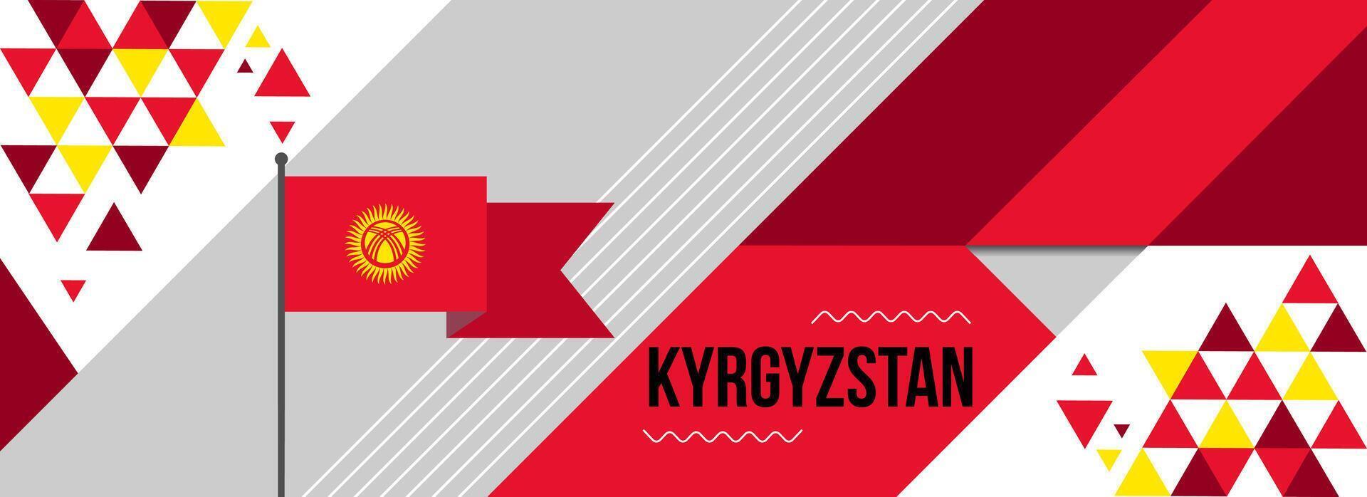 kyrgyzstan nationell eller oberoende dag baner design för Land firande. flagga av kyrgyzstan modern retro design abstrakt geometrisk ikoner. vektor illustration