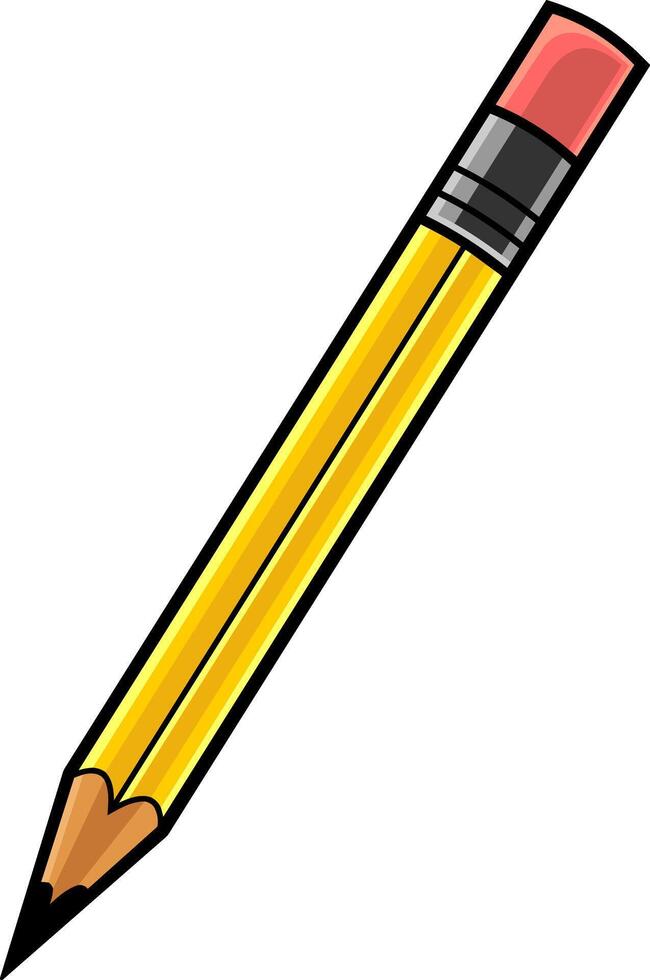 tecknad serie gul penna. vektor hand dragen illustration isolerat på transparent bakgrund