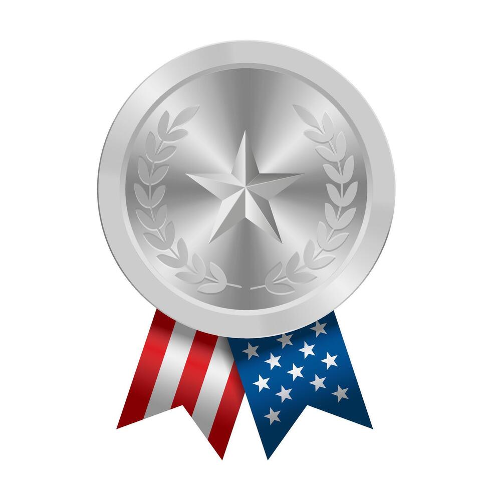Silber vergeben Sport Medaille mit USA Bänder und Star vektor