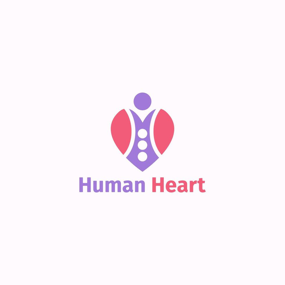 hjärta logotyp den där liknar en mänsklig. vektor