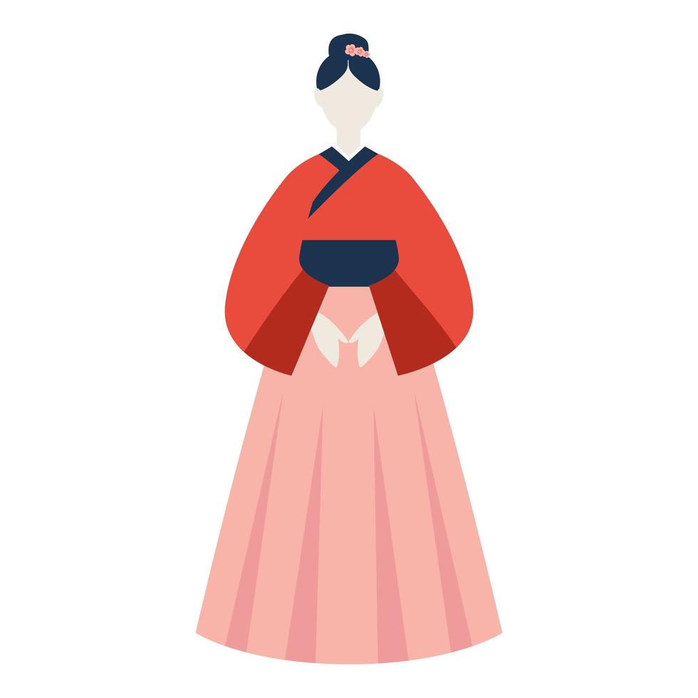 koreansk kvinna i hanbok vektor