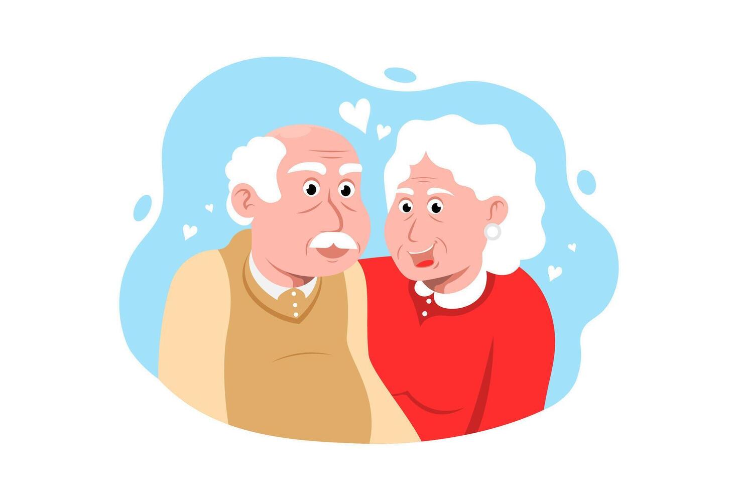 Karikatur Alten Paar im Liebe auf isoliert Hintergrund, Vektor Illustration.