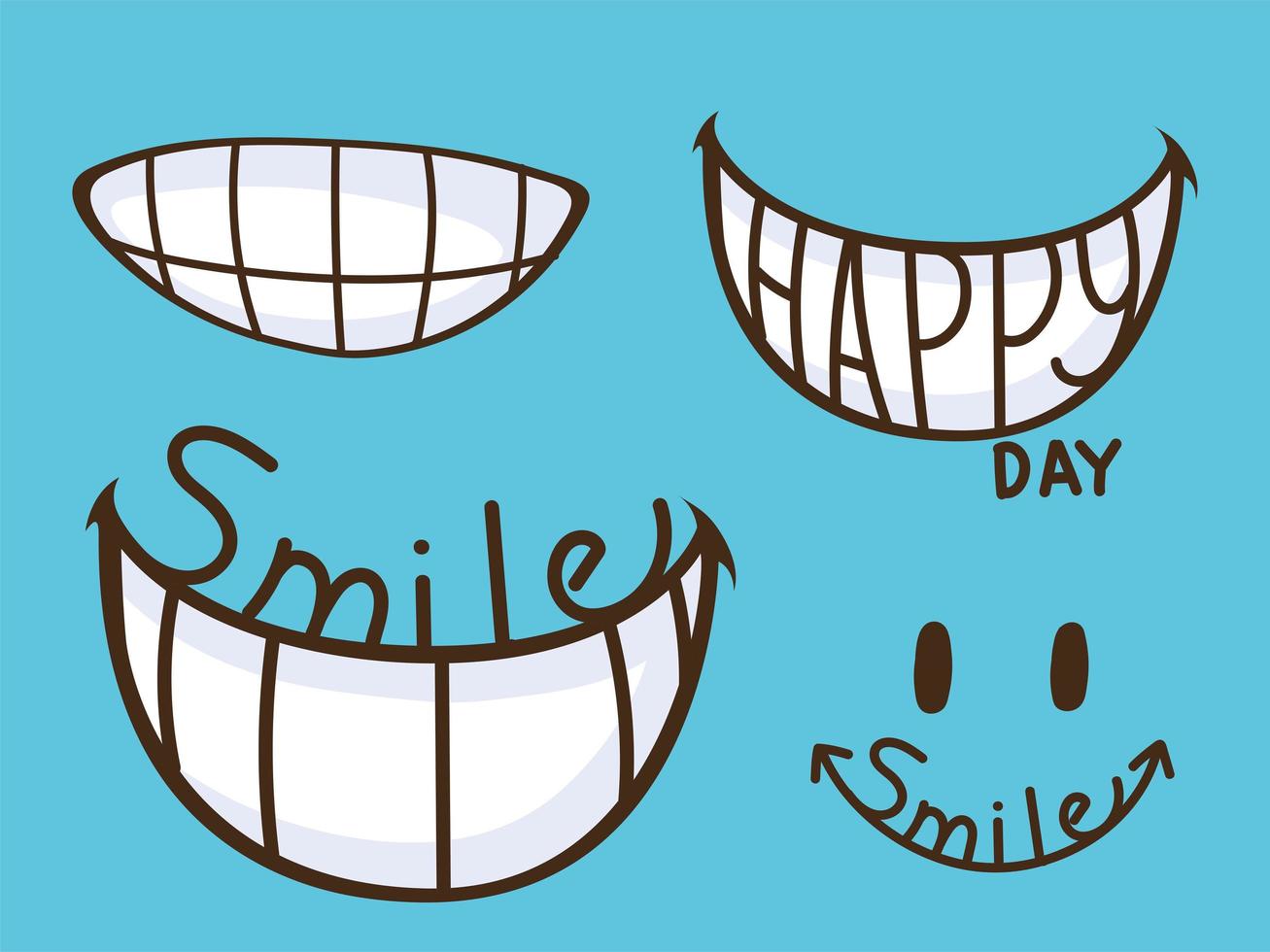 Cartoon Lächeln glückliches Set vektor