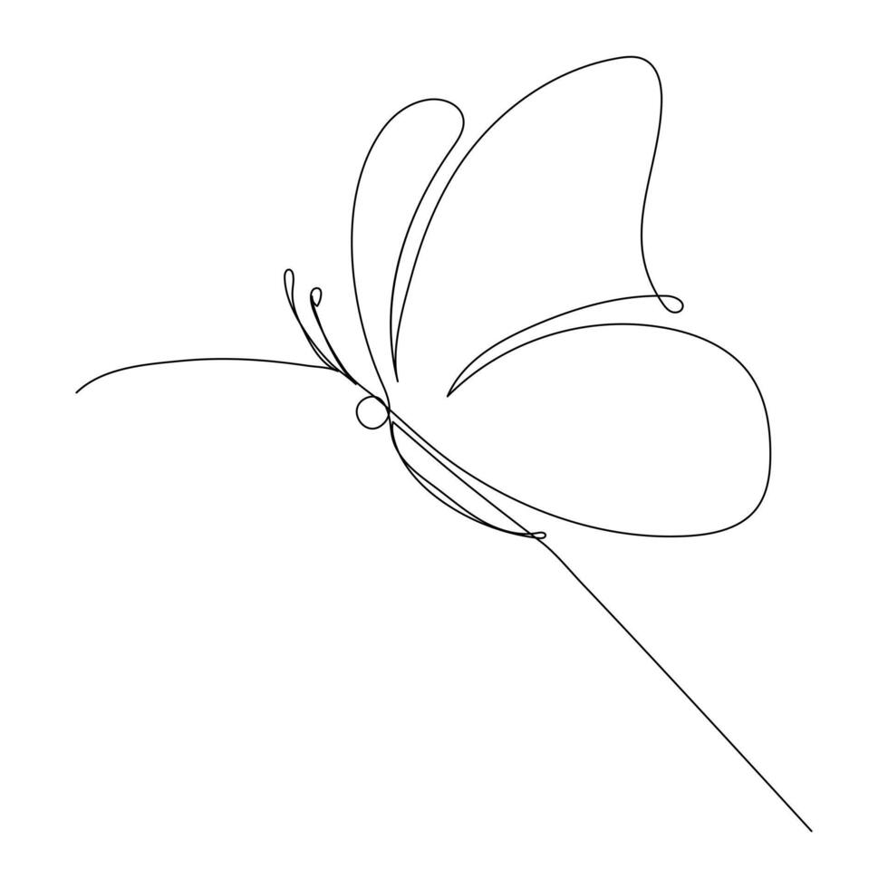 kontinuierlich einer Linie Schmetterling fliegend Single Linie Gliederung Kunst Zeichnung Illustration vektor