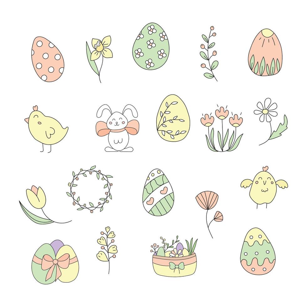 Ostern Satz. Vektor Illustration. isoliert auf Weiß Hintergrund