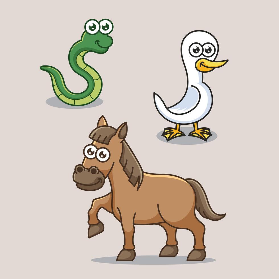 Karikatur Bauernhof Scheune inländisch Tier zum Bildung Kinder Kinder Vektor Design Kunst