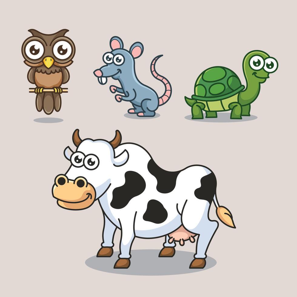 tecknad serie bruka ladugård inhemsk djur- för utbildning barn barn vektor design konst