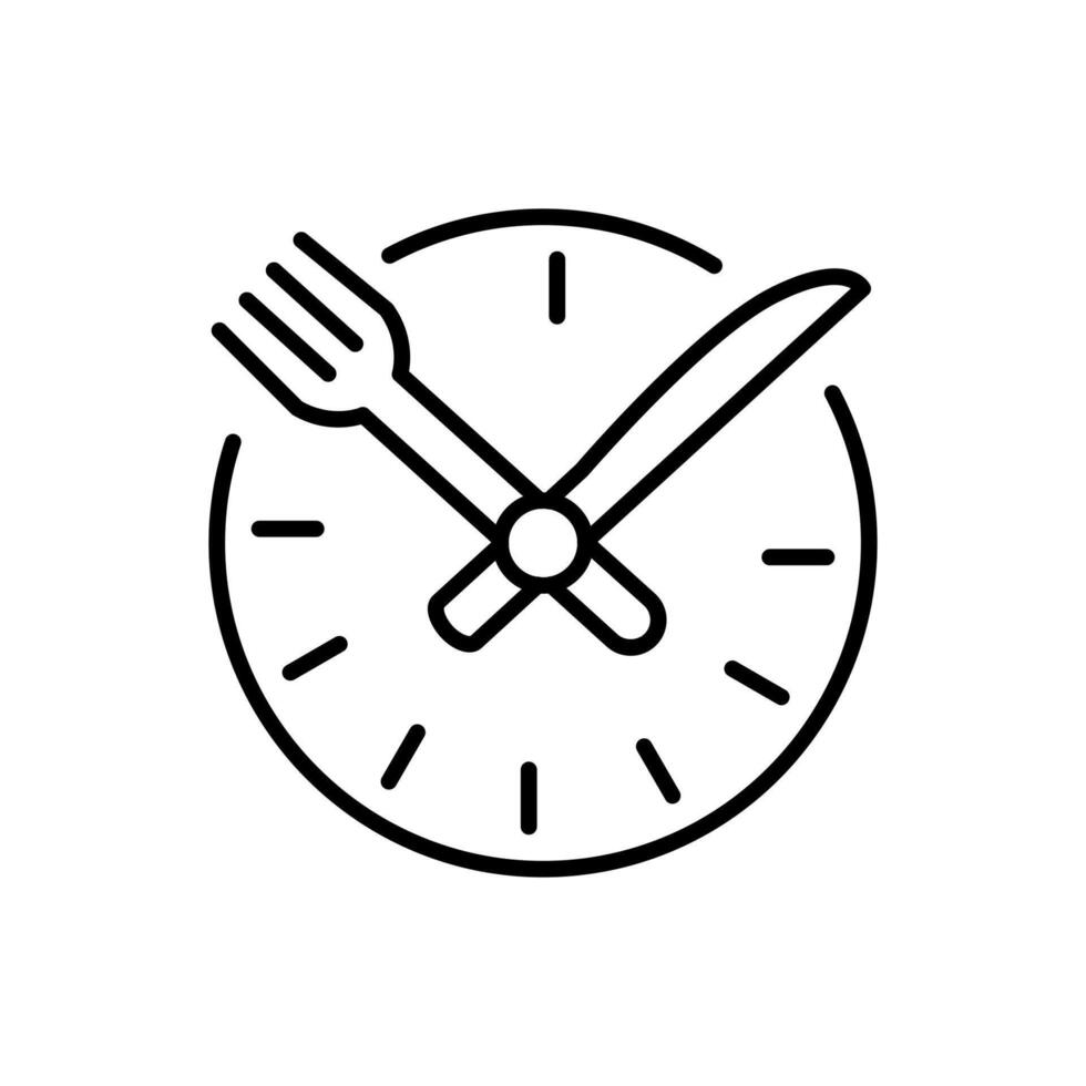 Mahlzeit zeitliche Koordinierung Gliederung Symbol dünn Vektor Design gut zum Webseite oder Handy, Mobiltelefon App
