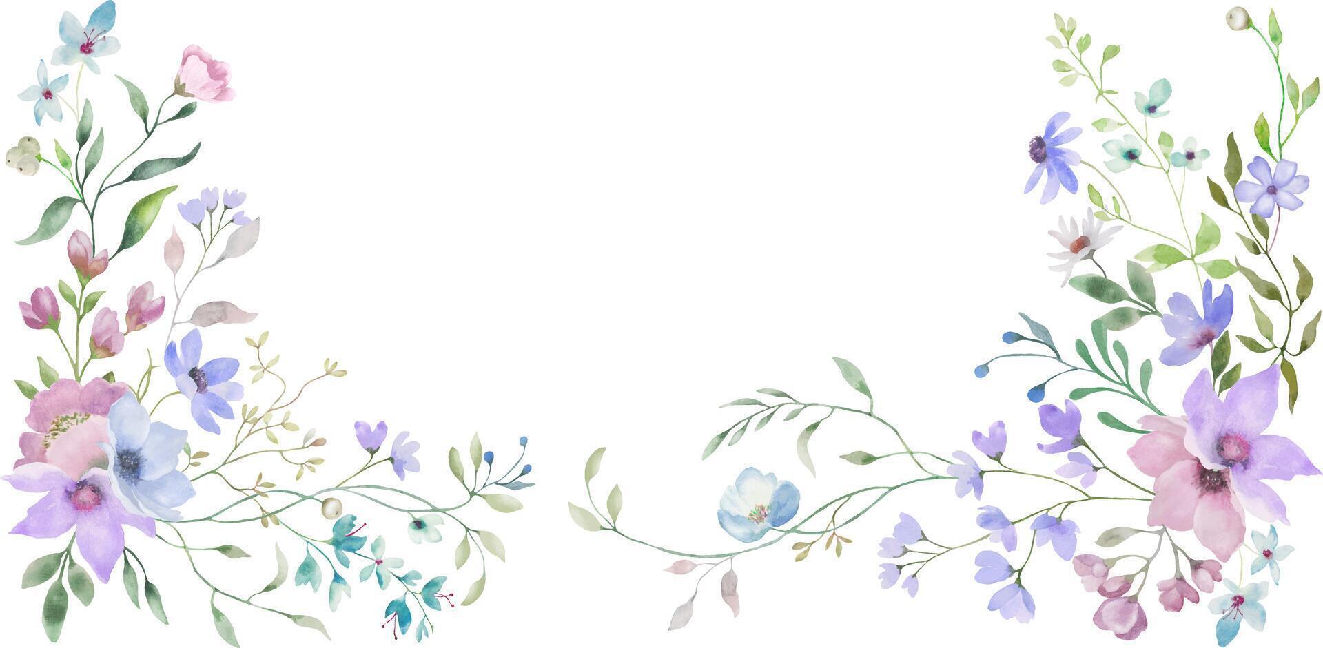 Aquarell Blumen- Karte. Hand gezeichnet Illustration isoliert auf transparent Hintergrund. Vektor Folge.