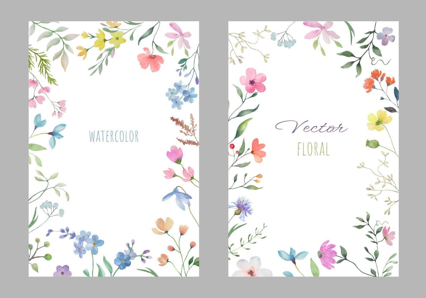 Aquarell Hintergrund Satz. Hand gezeichnet Blumen- Illustration. Vektor Folge.