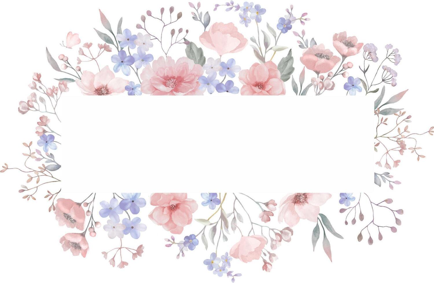 Aquarell Blumen- Karte. Hand gezeichnet Illustration isoliert auf Weiß Hintergrund. Vektor Folge.
