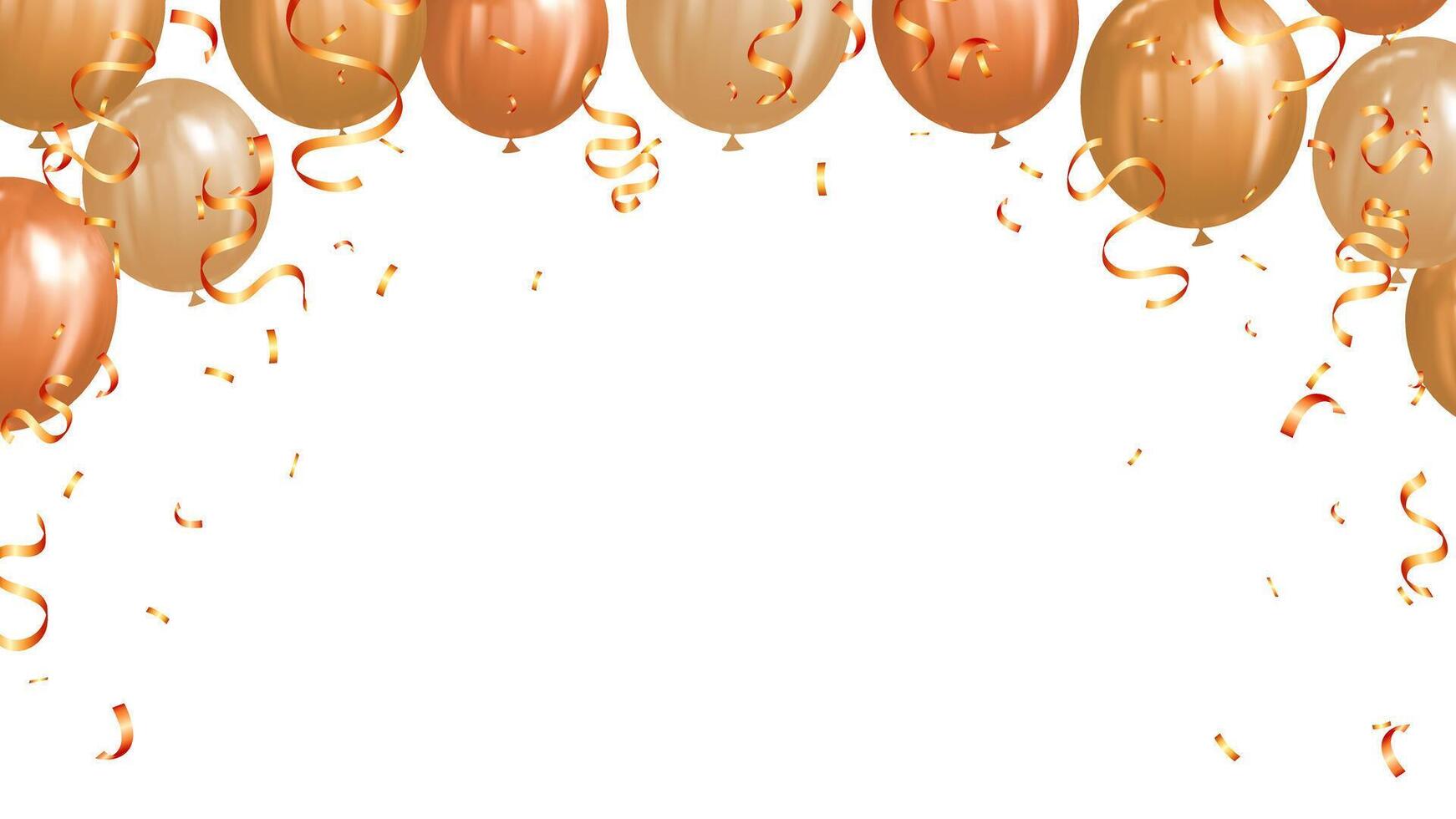 Banner Orange realistisch Luftballons und Konfetti Feier, Gruß Karte, Geburtstag, Jahrestag und Urlaub vektor