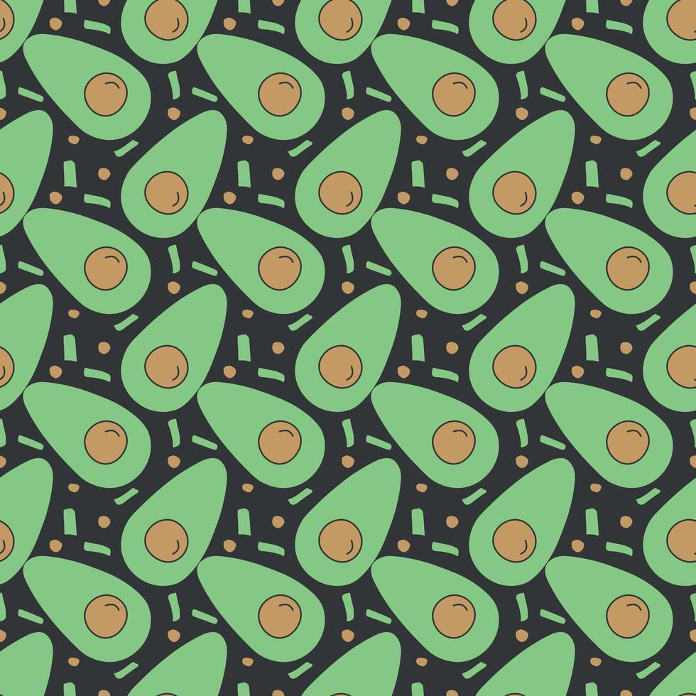 sömlös avokado mönster. färgad avokado bakgrund. klotter illustration med frukt vektor