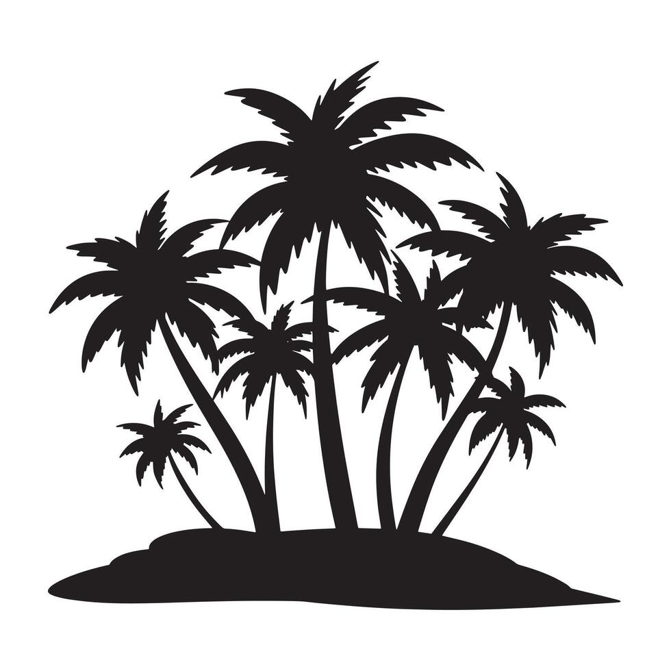 kokos handflatan träd silhuett. vektor
