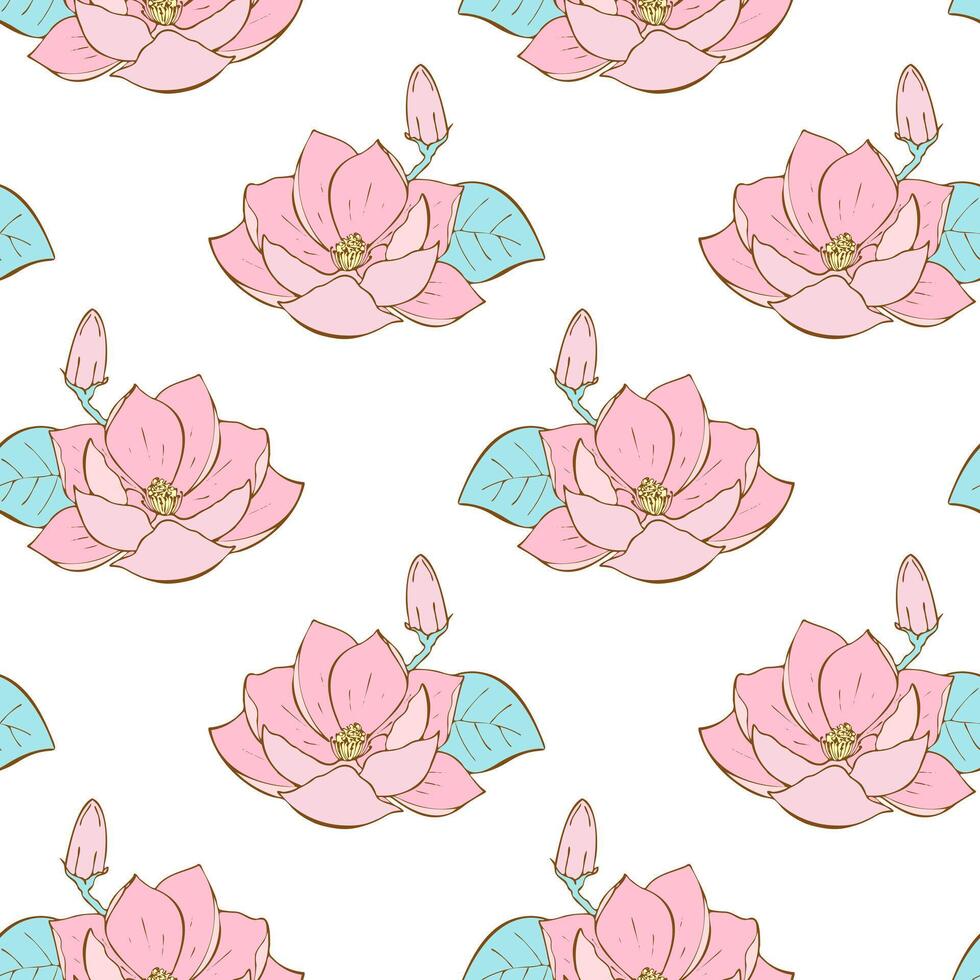Lotus Muster mit Hand gezeichnet Rosa Blume. Wasser Lilie auf ein Weiß Hintergrund. Gekritzel Zeichnung Lotus Lilie zum Verpackung, Hintergrund, Hintergrund, Hintergrund. vektor
