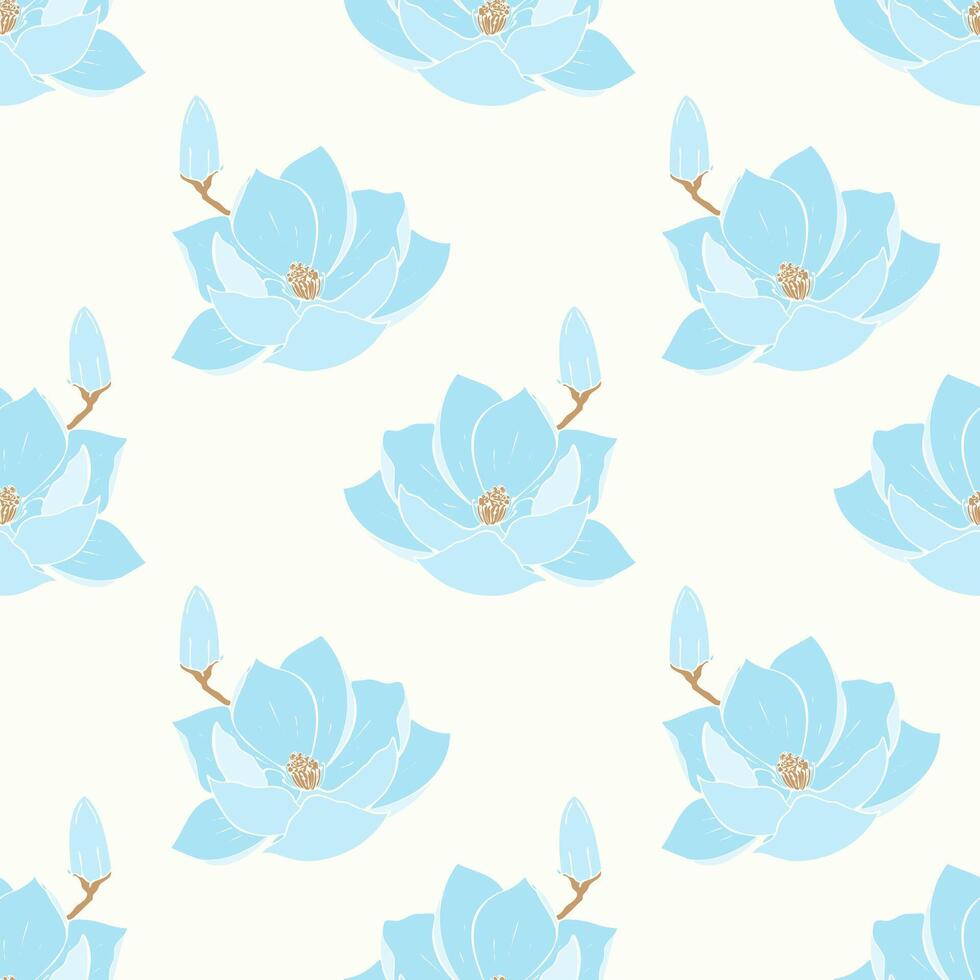 lotus mönster med hand dragen blå blomma. vatten lilja för förpackning, bakgrund, bakgrund, tapet. vektor