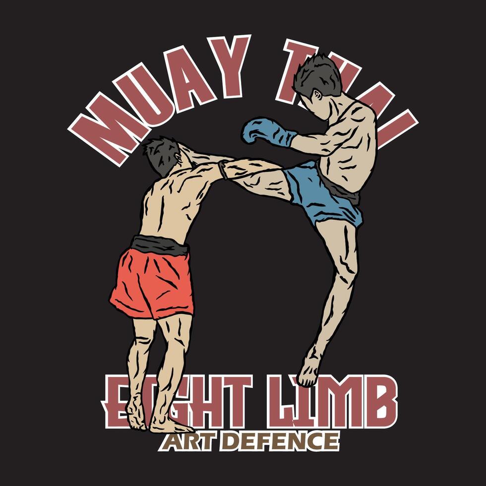 muay thai illustration ikon vektor