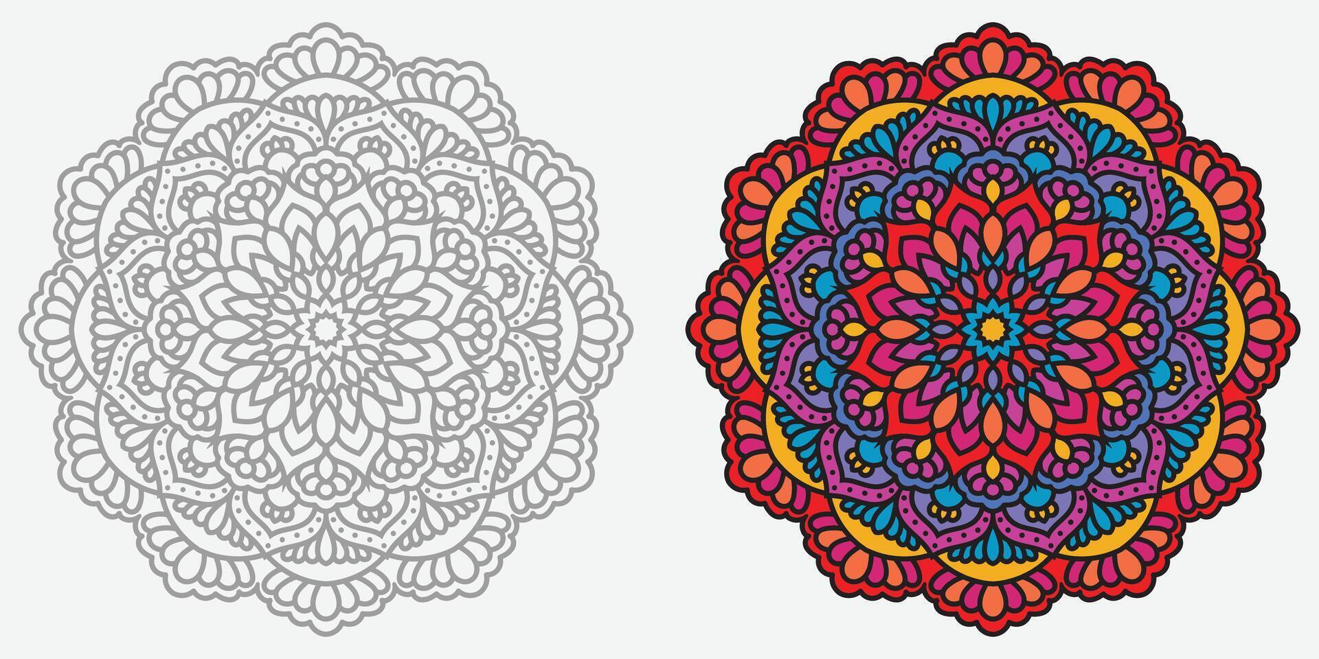 bunt modern Mandala Design , schwarz und Weiß Mandala Design, abstrakt Mandala Blumen- Ornament vektor