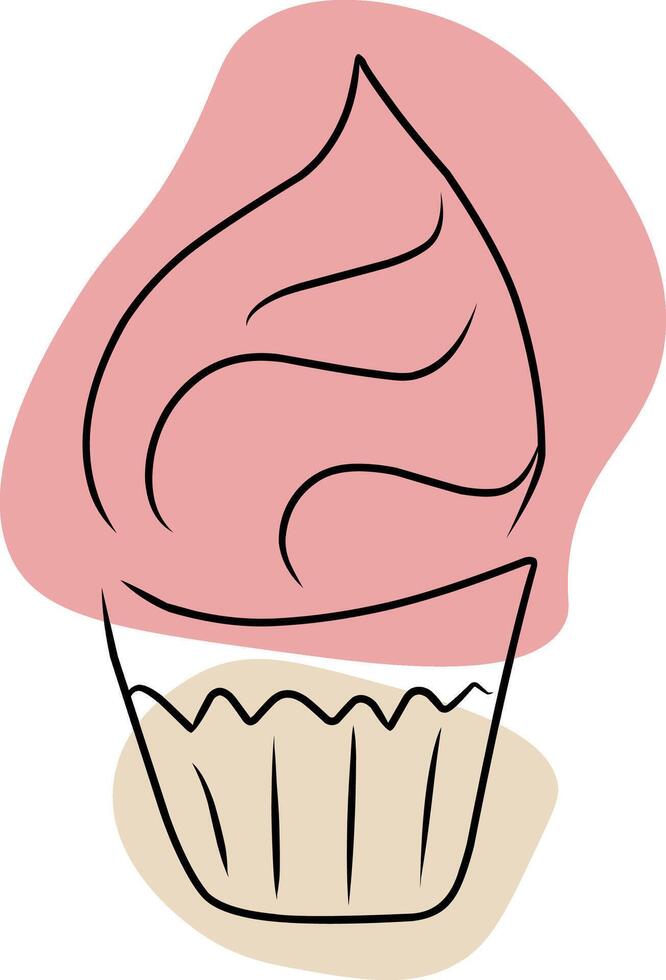 cupcake, hand dragen skiss, vektor. vektor