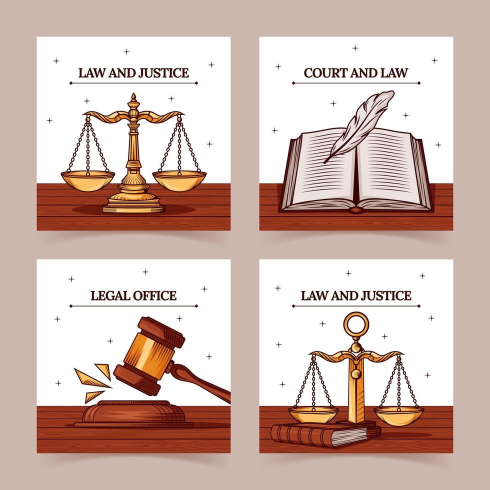 Gesetz und Gerechtigkeit legal Büro Sozial Medien Beiträge Sammlung vektor