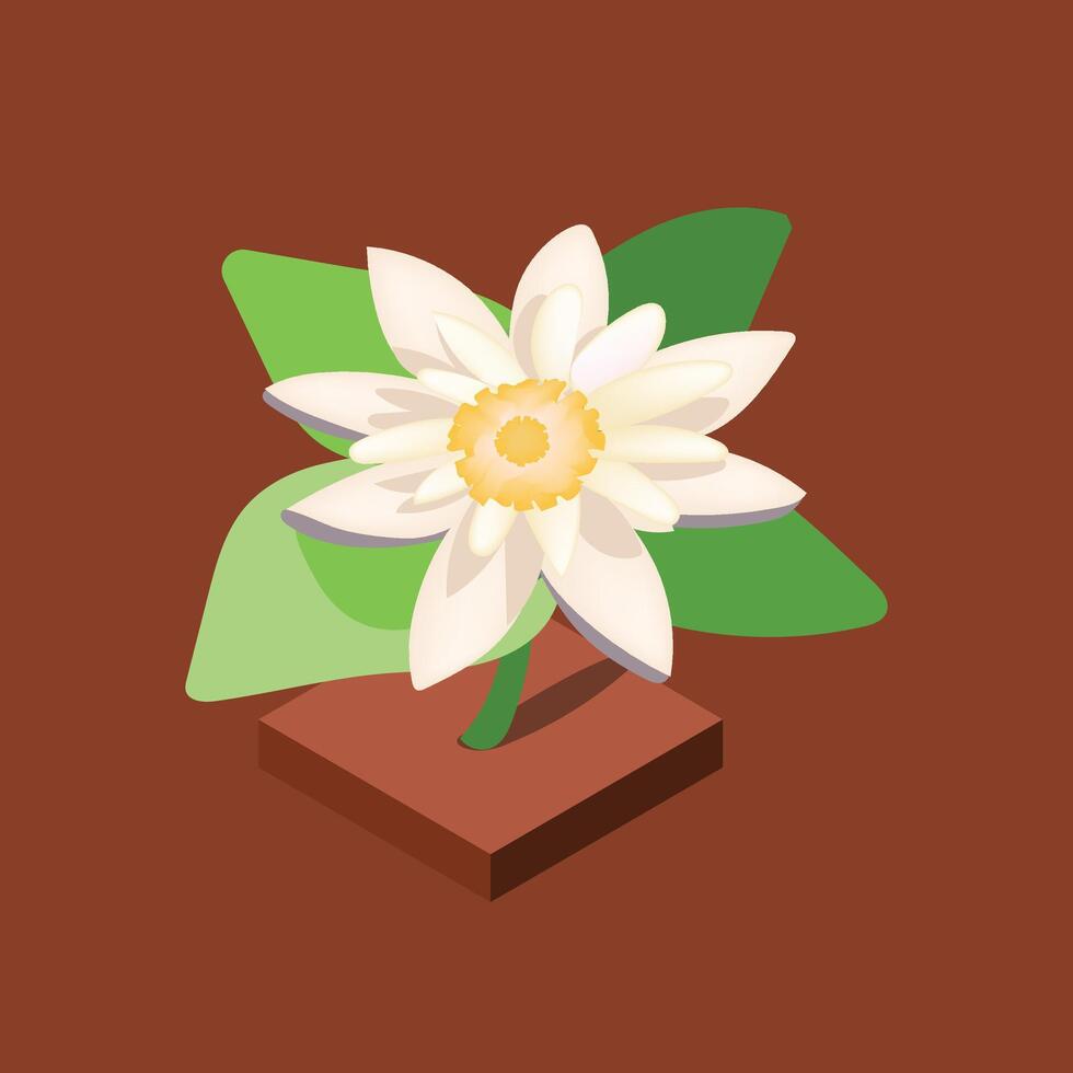 isometrisch Blume Illustration mit Blatt Hintergrund Vektor